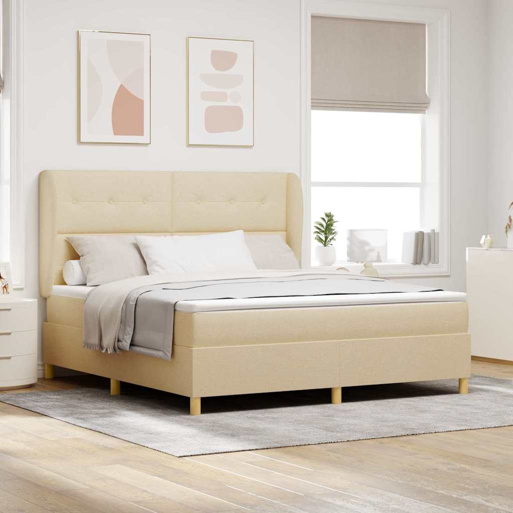 vidaXL Κρεβάτι με ελατήρια με κεφαλάρι Κρεμ 200 x 180 cm ύφασμα