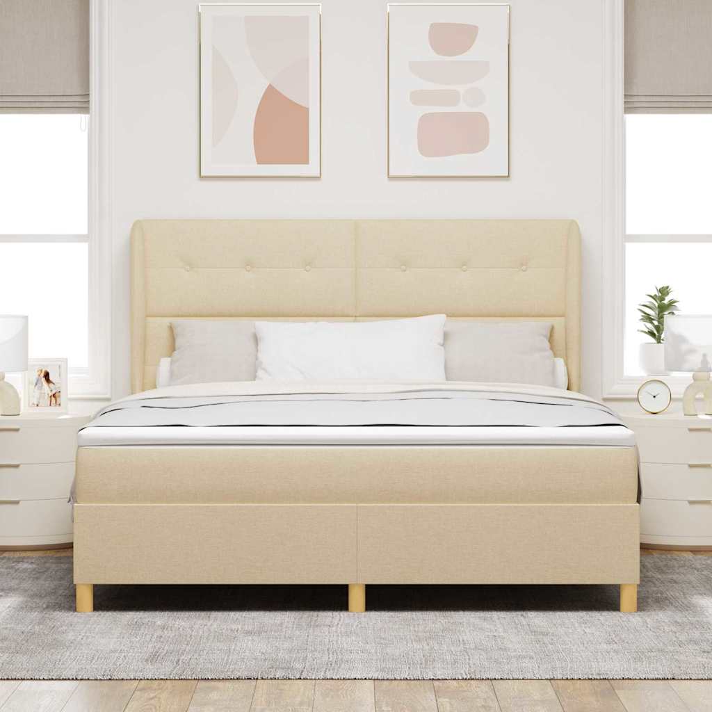 vidaXL Κρεβάτι με ελατήρια με κεφαλάρι Κρεμ 200 x 180 cm ύφασμα