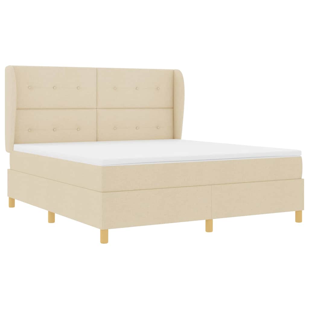 vidaXL Κρεβάτι με ελατήρια με κεφαλάρι Κρεμ 200 x 180 cm ύφασμα