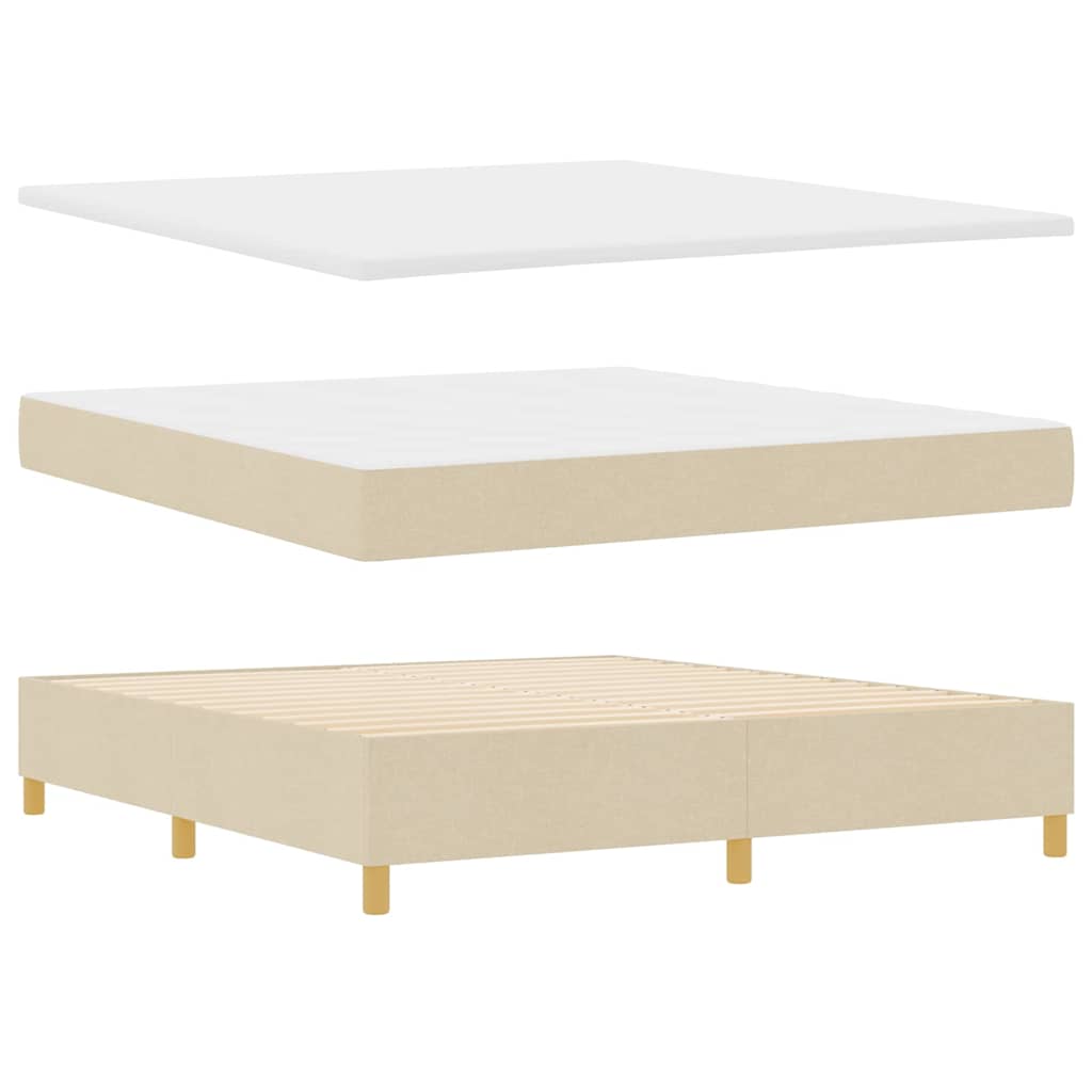 vidaXL Κρεβάτι με ελατήρια με κεφαλάρι Κρεμ 200 x 180 cm ύφασμα