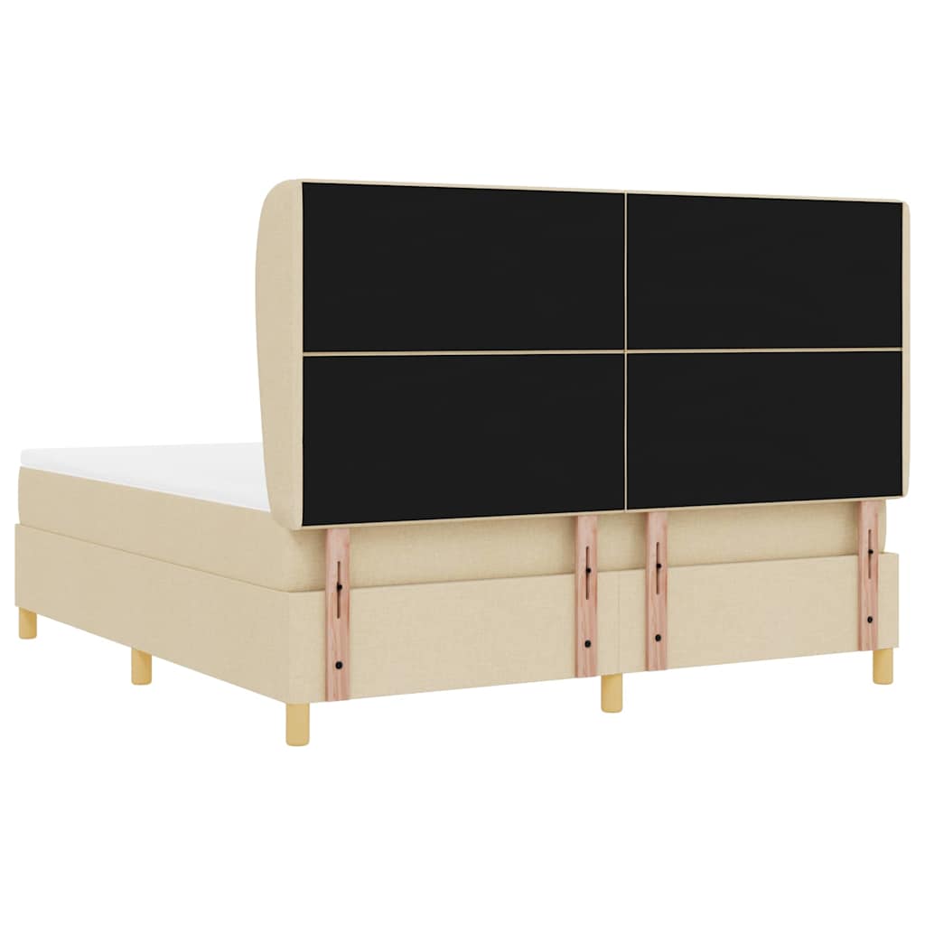 vidaXL Κρεβάτι με ελατήρια με κεφαλάρι Κρεμ 200 x 180 cm ύφασμα