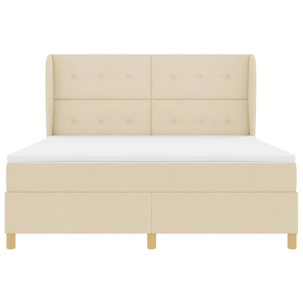 vidaXL Κρεβάτι με ελατήρια με κεφαλάρι Κρεμ 200 x 180 cm ύφασμα