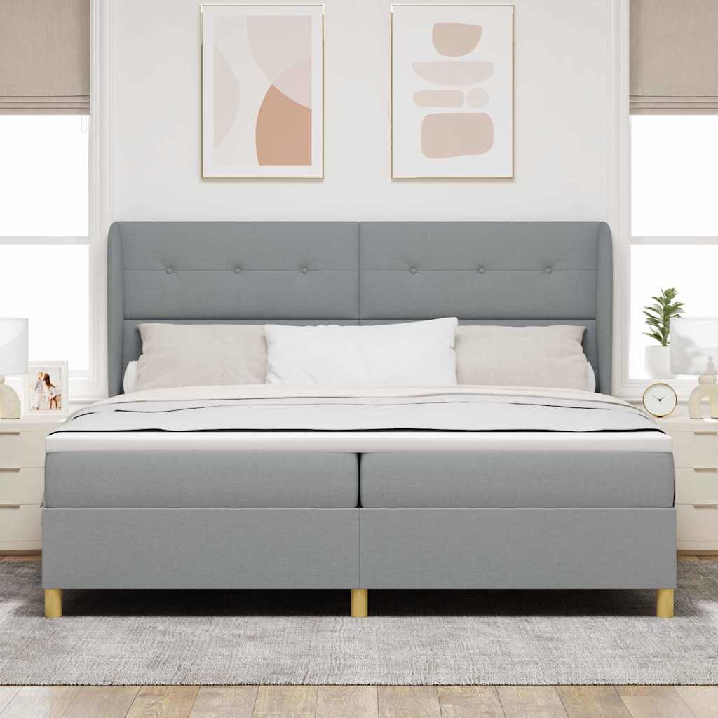 vidaXL Κρεβάτι με ελατήρια Ανοιχτό γκρι 200 x 200 cm ύφασμα