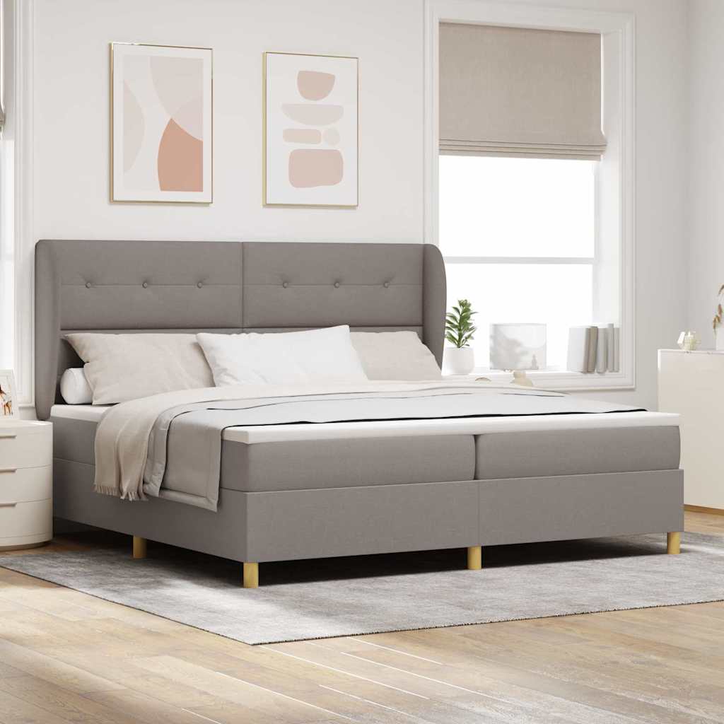 vidaXL Κρεβάτι με ελατήρια με κεφαλάρι Taupe 200 x 200 cm ύφασμα