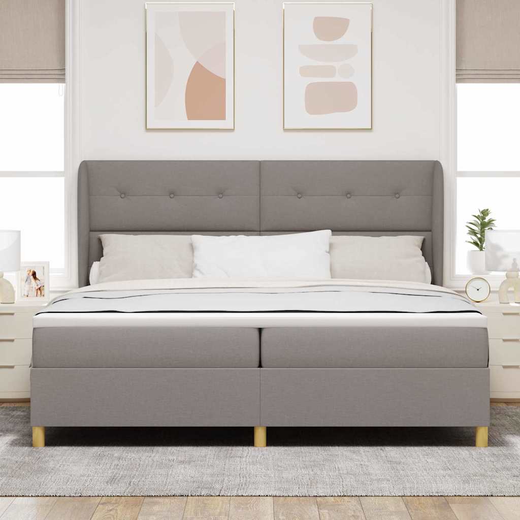 vidaXL Κρεβάτι με ελατήρια με κεφαλάρι Taupe 200 x 200 cm ύφασμα