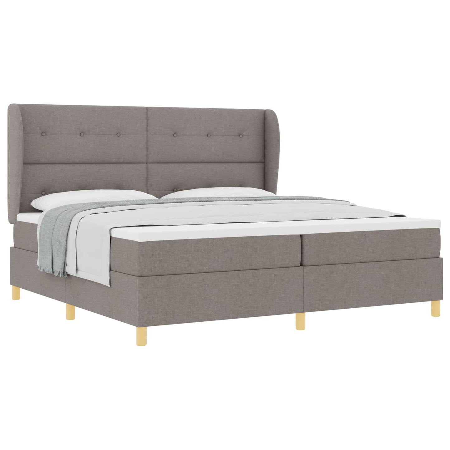 vidaXL Κρεβάτι με ελατήρια με κεφαλάρι Taupe 200 x 200 cm ύφασμα