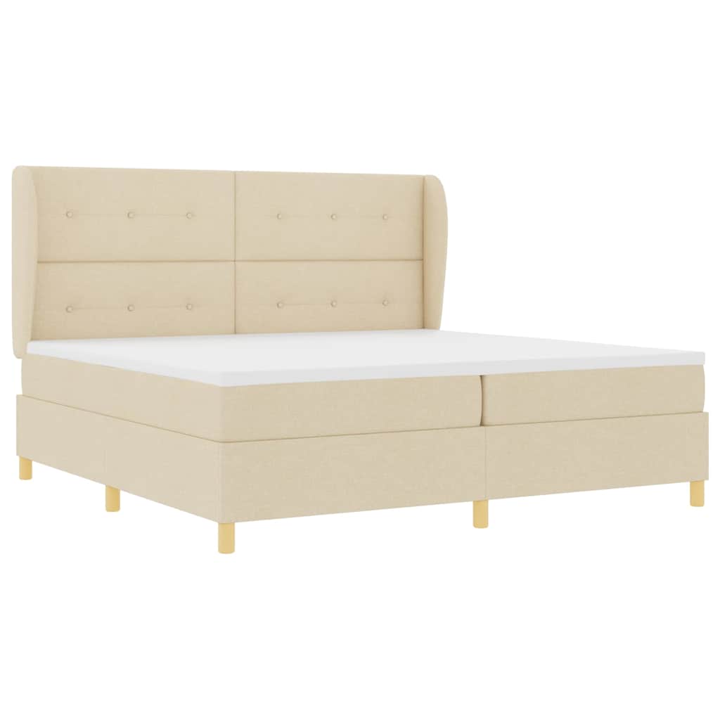 vidaXL Κρεβάτι με ελατήρια με κεφαλάρι Κρεμ 200 x 200 cm ύφασμα