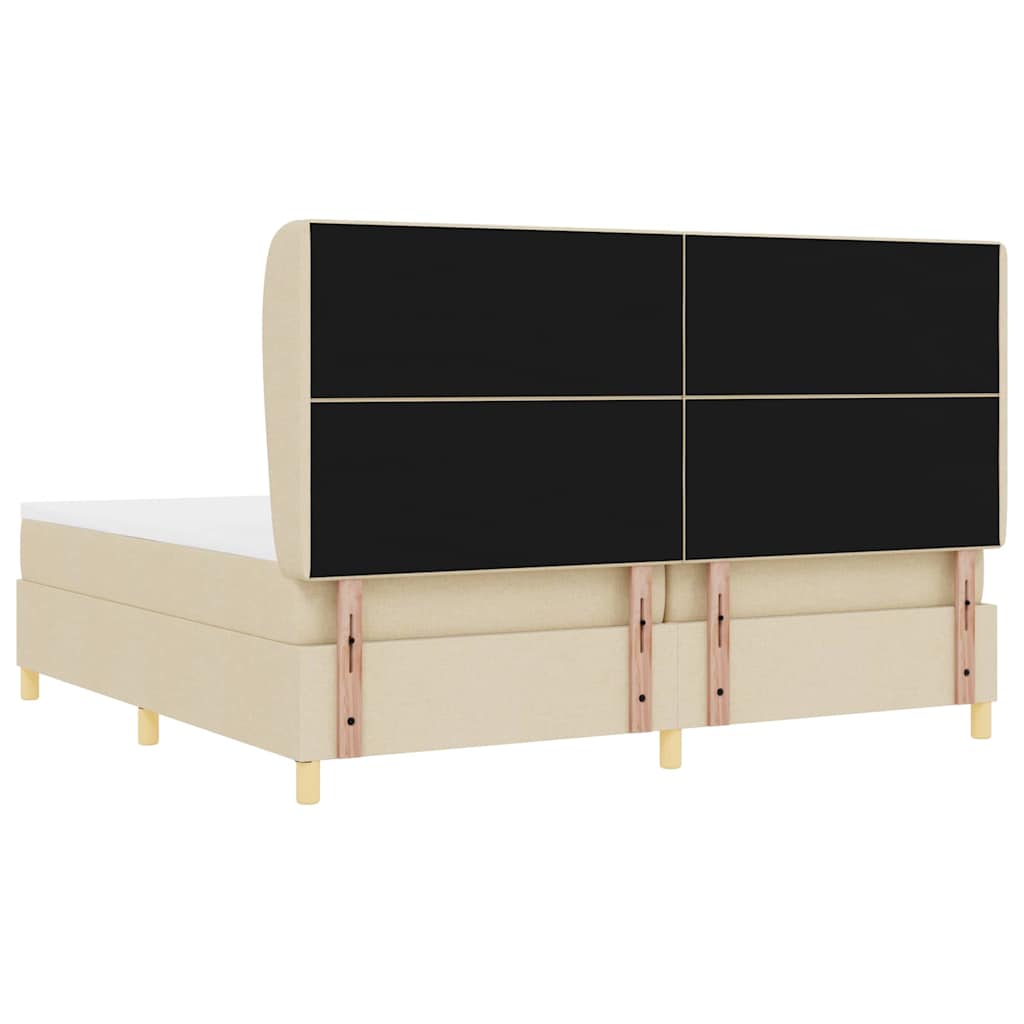 vidaXL Κρεβάτι με ελατήρια με κεφαλάρι Κρεμ 200 x 200 cm ύφασμα