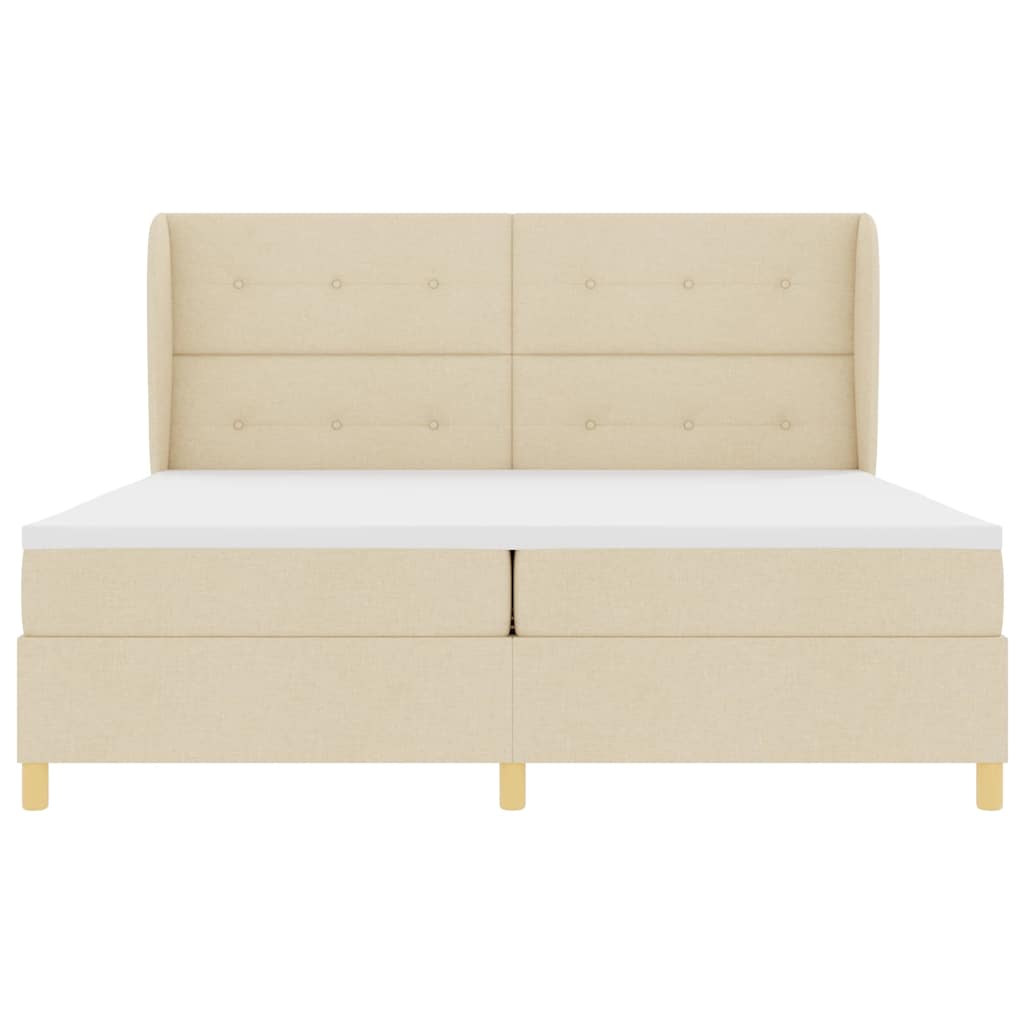 vidaXL Κρεβάτι με ελατήρια με κεφαλάρι Κρεμ 200 x 200 cm ύφασμα
