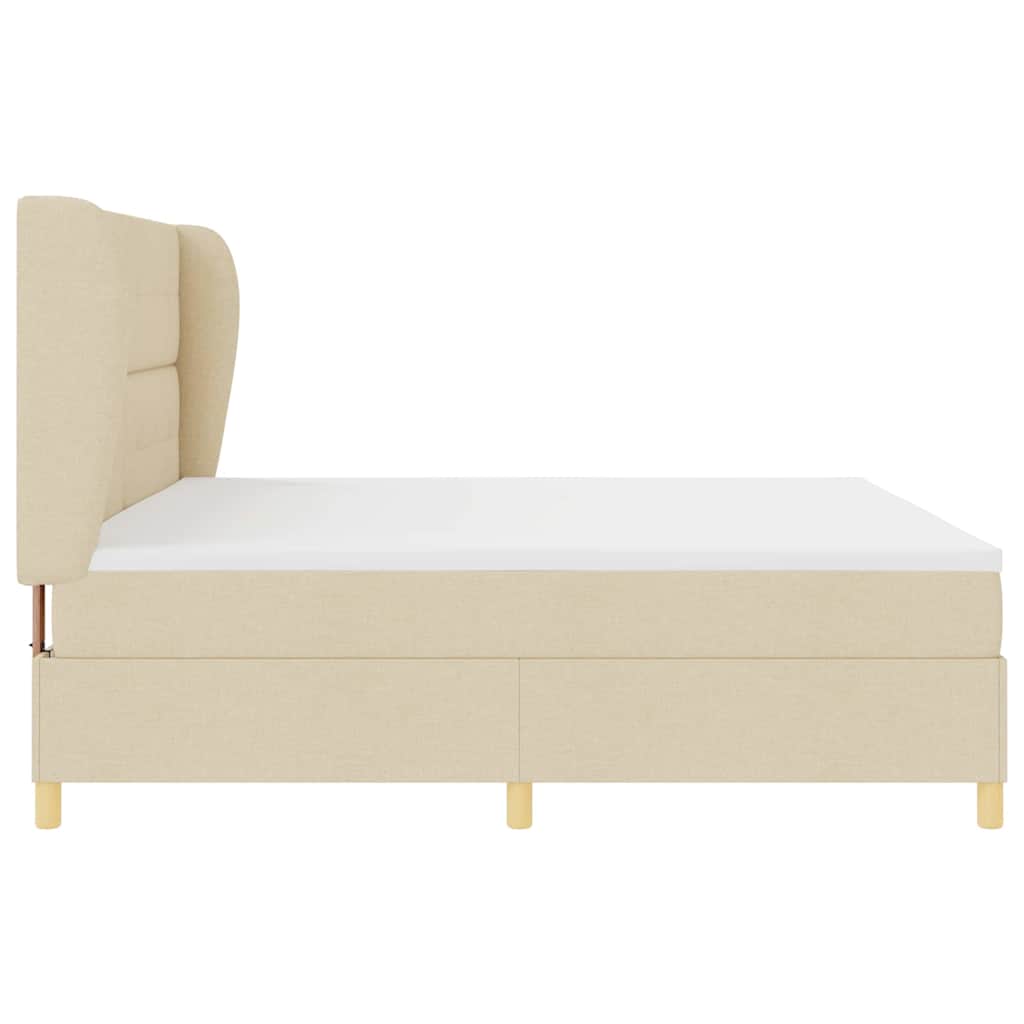 vidaXL Κρεβάτι με ελατήρια με κεφαλάρι Κρεμ 200 x 200 cm ύφασμα