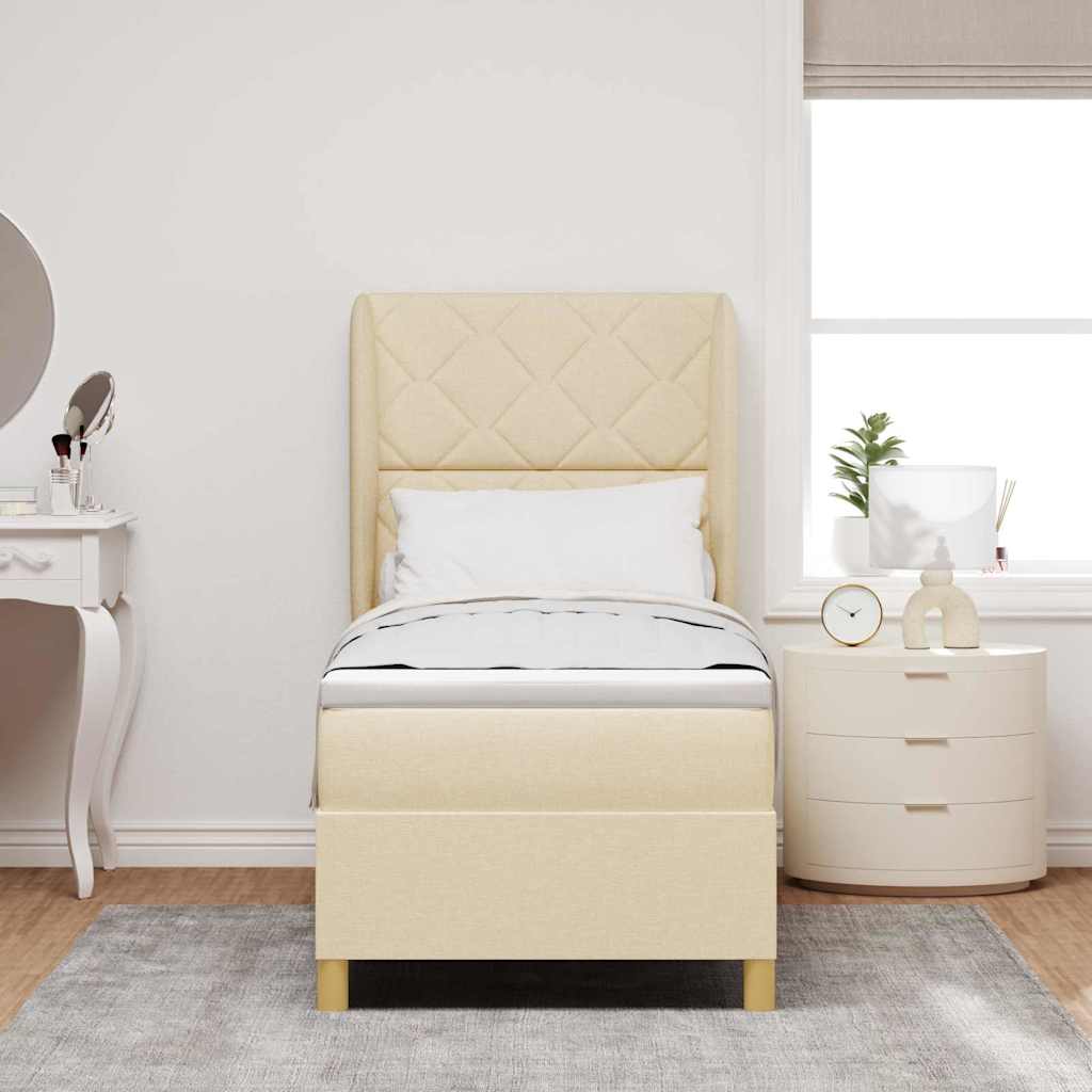 vidaXL Κρεβάτι με ελατήρια με κεφαλάρι Κρεμ 200 x 80 εκατοστά ύφασμα