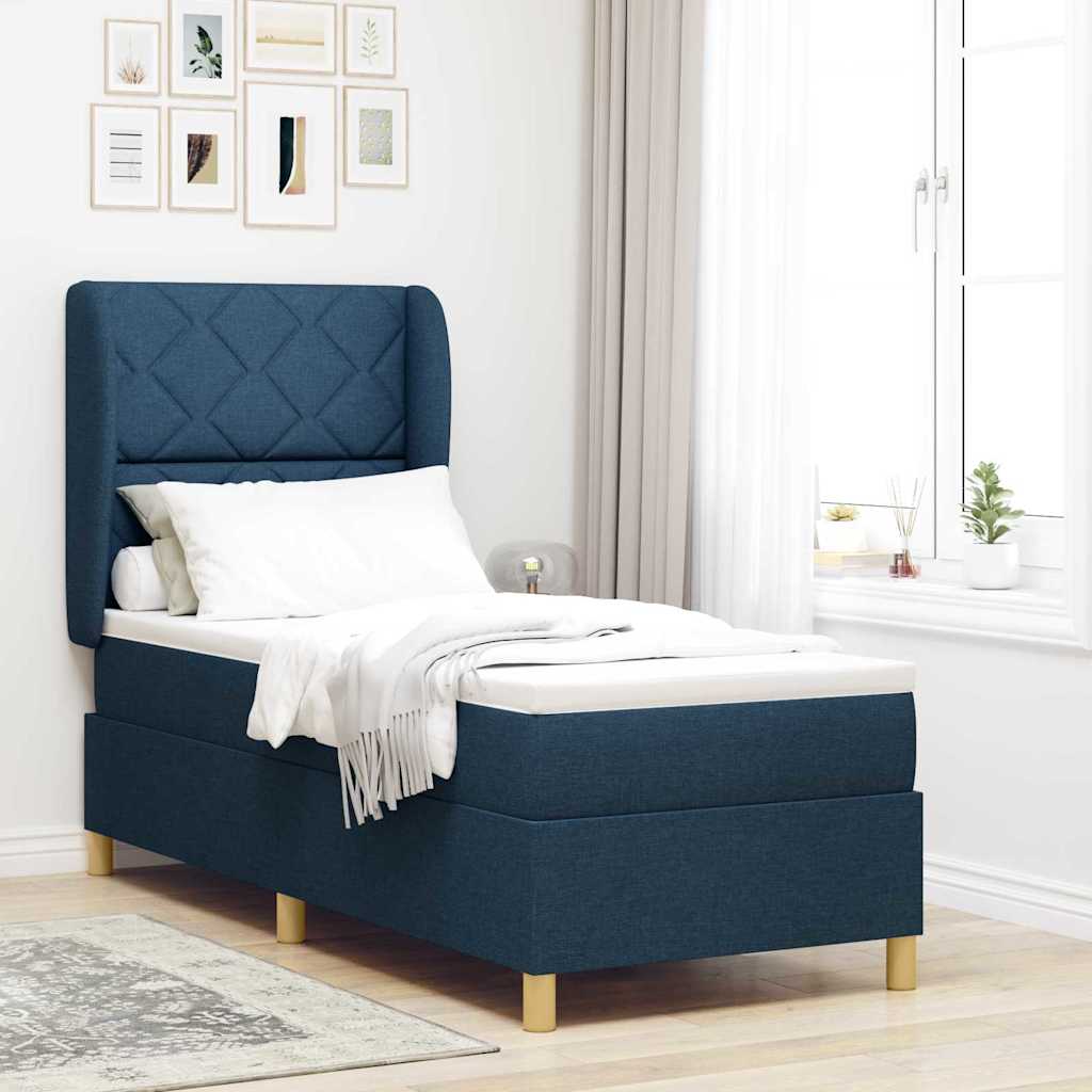 vidaXL Κρεβάτι με ελατήρια με κεφαλάρι Μπλε 200 x 80 εκατοστά ύφασμα