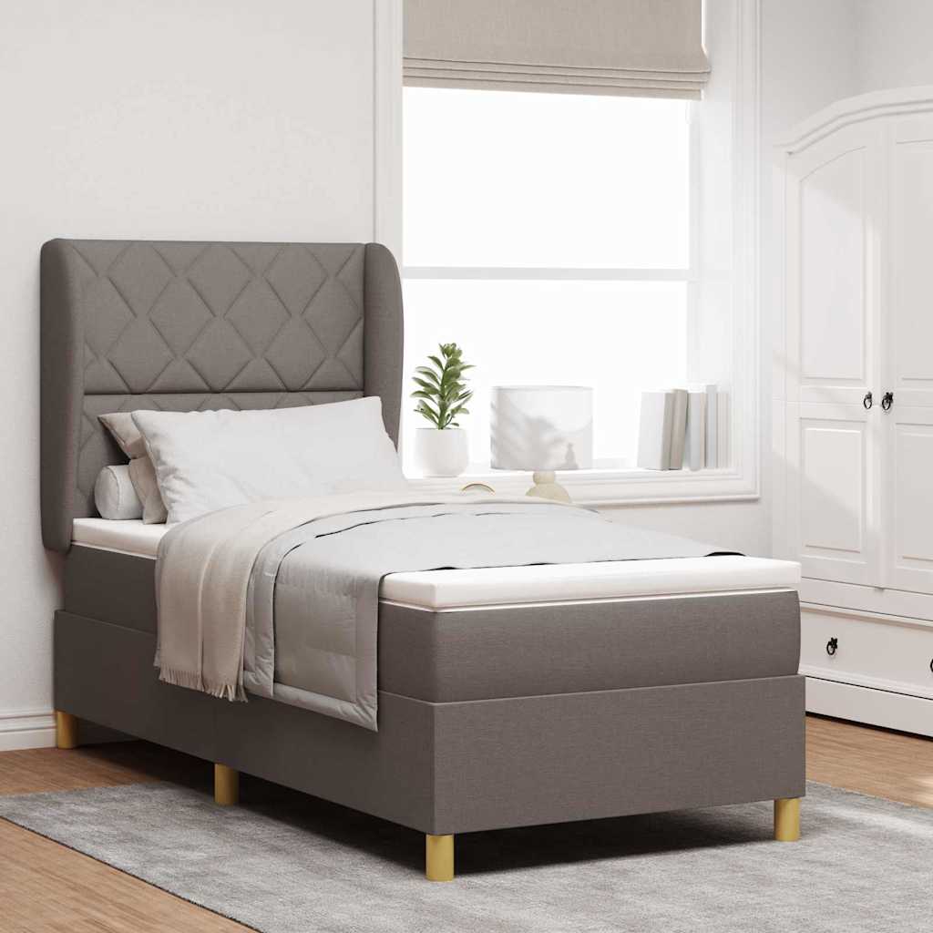 vidaXL Κρεβάτι με ελατήρια με κεφαλάρι Taupe 200 x 90 εκ. ύφασμα