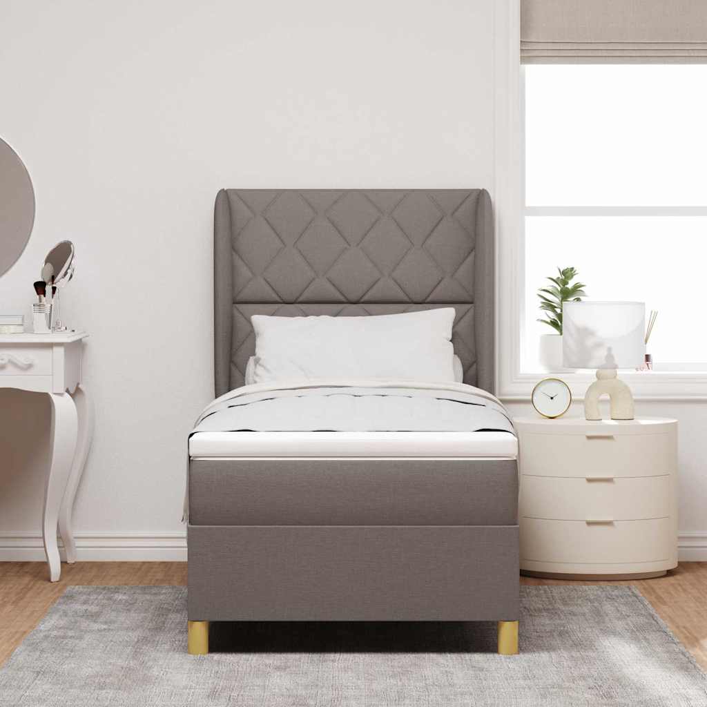 vidaXL Κρεβάτι με ελατήρια με κεφαλάρι Taupe 200 x 90 εκ. ύφασμα