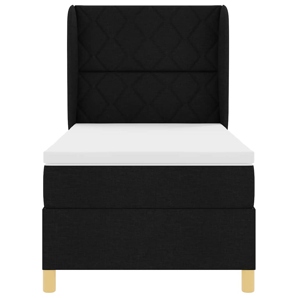 vidaXL Κρεβάτι με ελατήρια με κεφαλάρι Μαύρο 200 x 100 cm ύφασμα