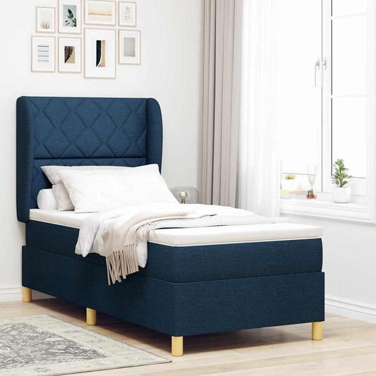 vidaXL Κρεβάτι με ελατήρια με κεφαλάρι Μπλε 200 x 100 cm ύφασμα