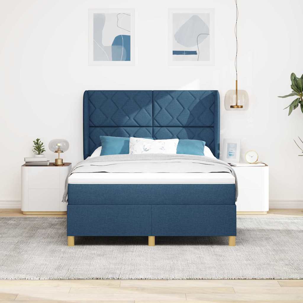 vidaXL Κρεβάτι με ελατήρια με κεφαλάρι Μπλε 200 x 140 cm ύφασμα