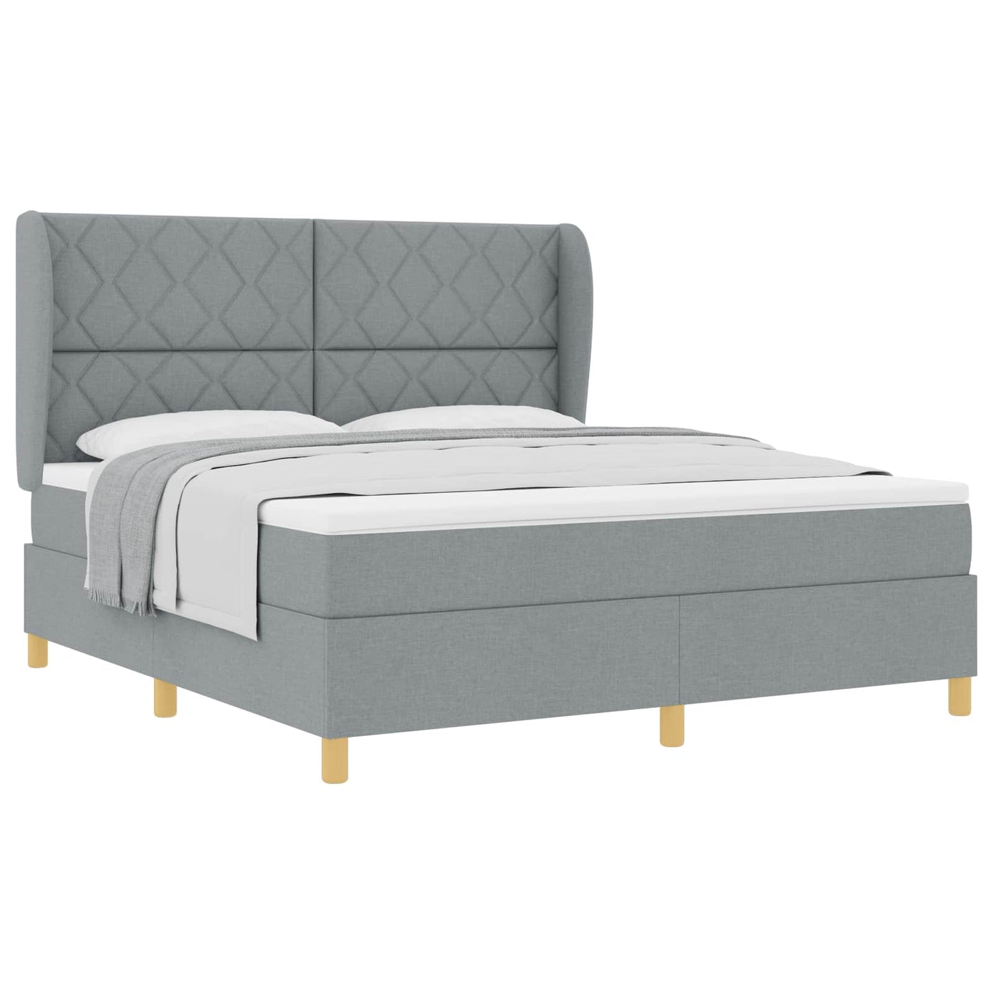 vidaXL Κρεβάτι με ελατήρια Ανοιχτό γκρι 200 x 180 cm ύφασμα