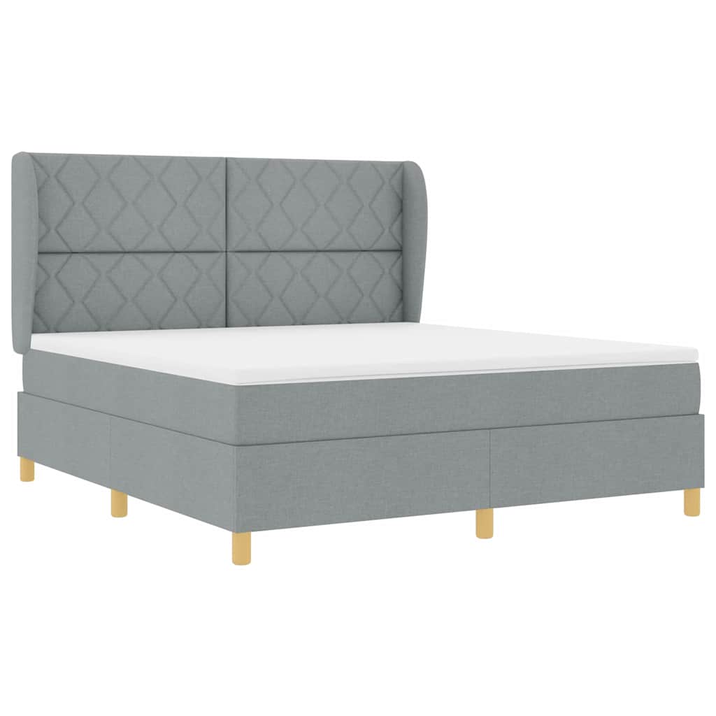 vidaXL Κρεβάτι με ελατήρια Ανοιχτό γκρι 200 x 180 cm ύφασμα