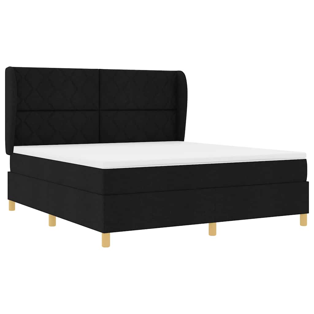 vidaXL Κρεβάτι με ελατήρια με κεφαλάρι Μαύρο 200 x 180 cm ύφασμα