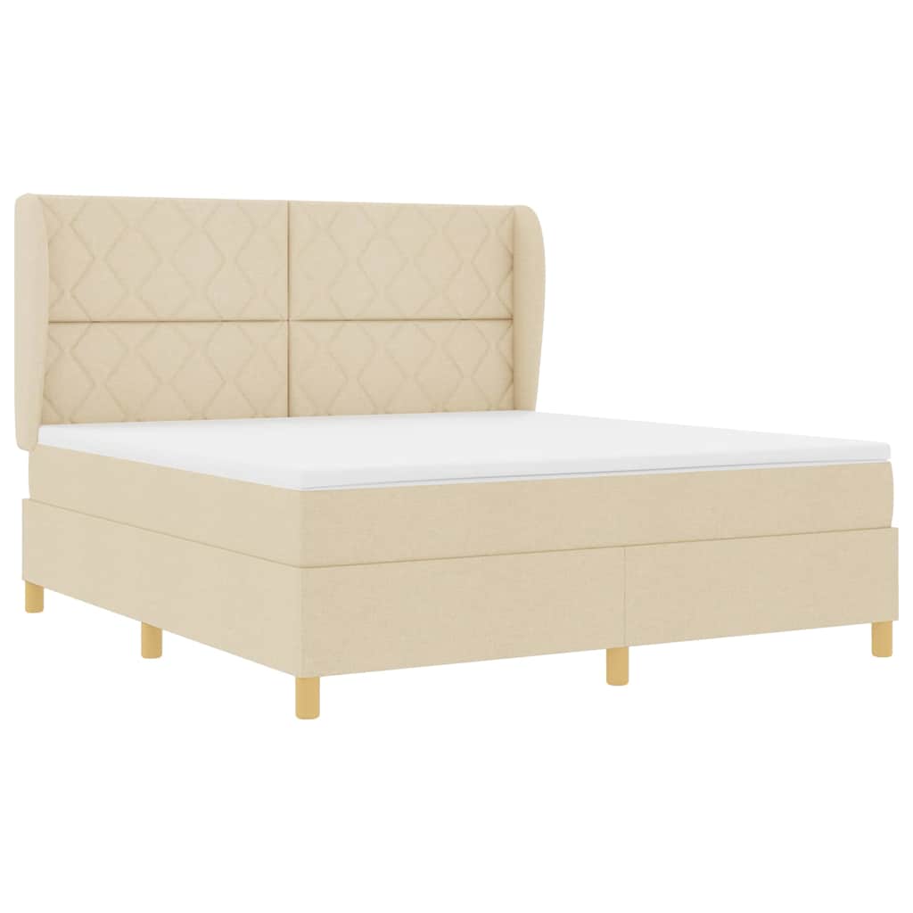 vidaXL Κρεβάτι με ελατήρια με κεφαλάρι Κρεμ 200 x 180 cm ύφασμα