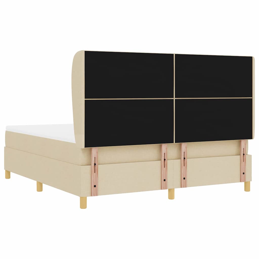 vidaXL Κρεβάτι με ελατήρια με κεφαλάρι Κρεμ 200 x 180 cm ύφασμα