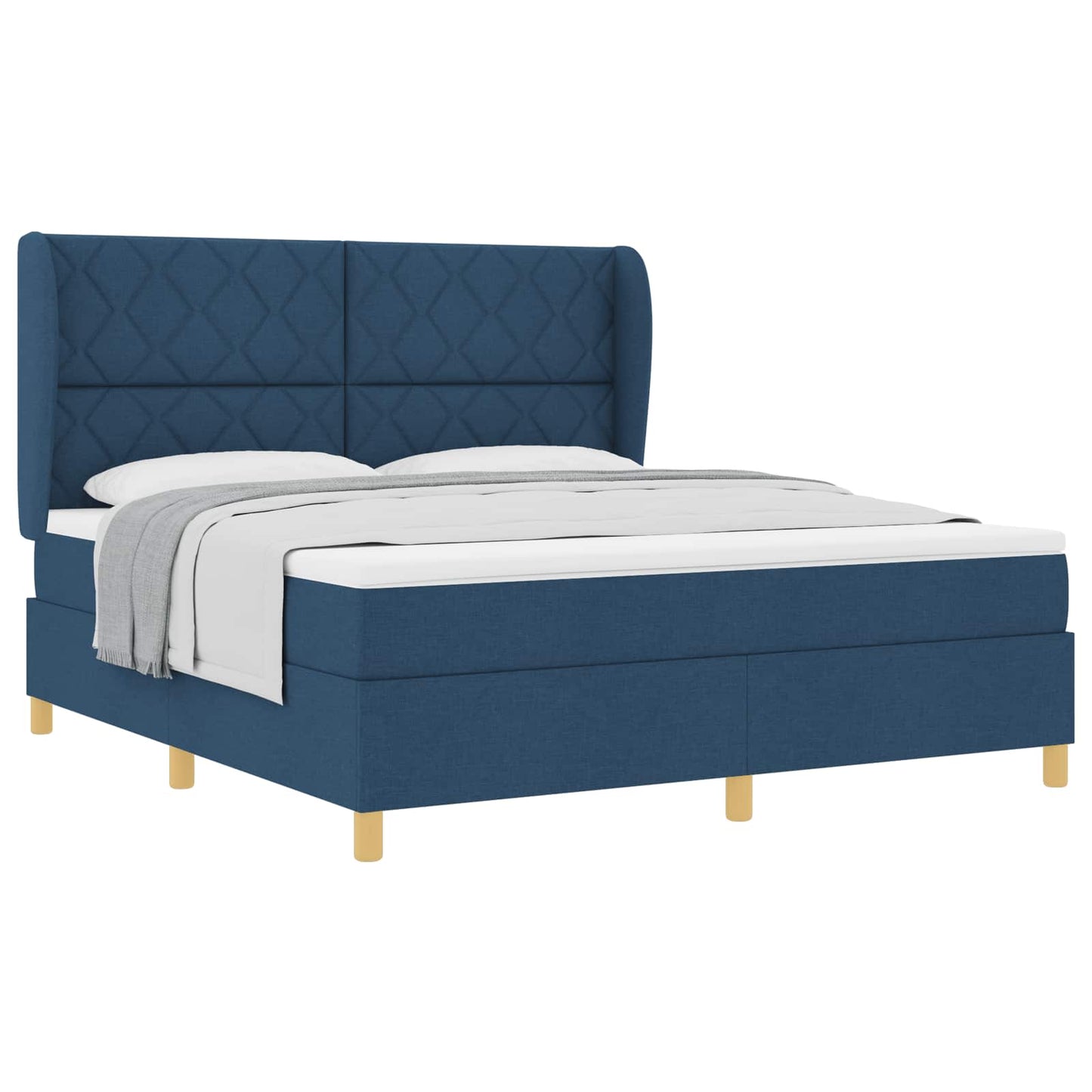 vidaXL Κρεβάτι με ελατήρια με μαξιλάρι Μπλε 200 x 180 cm ύφασμα