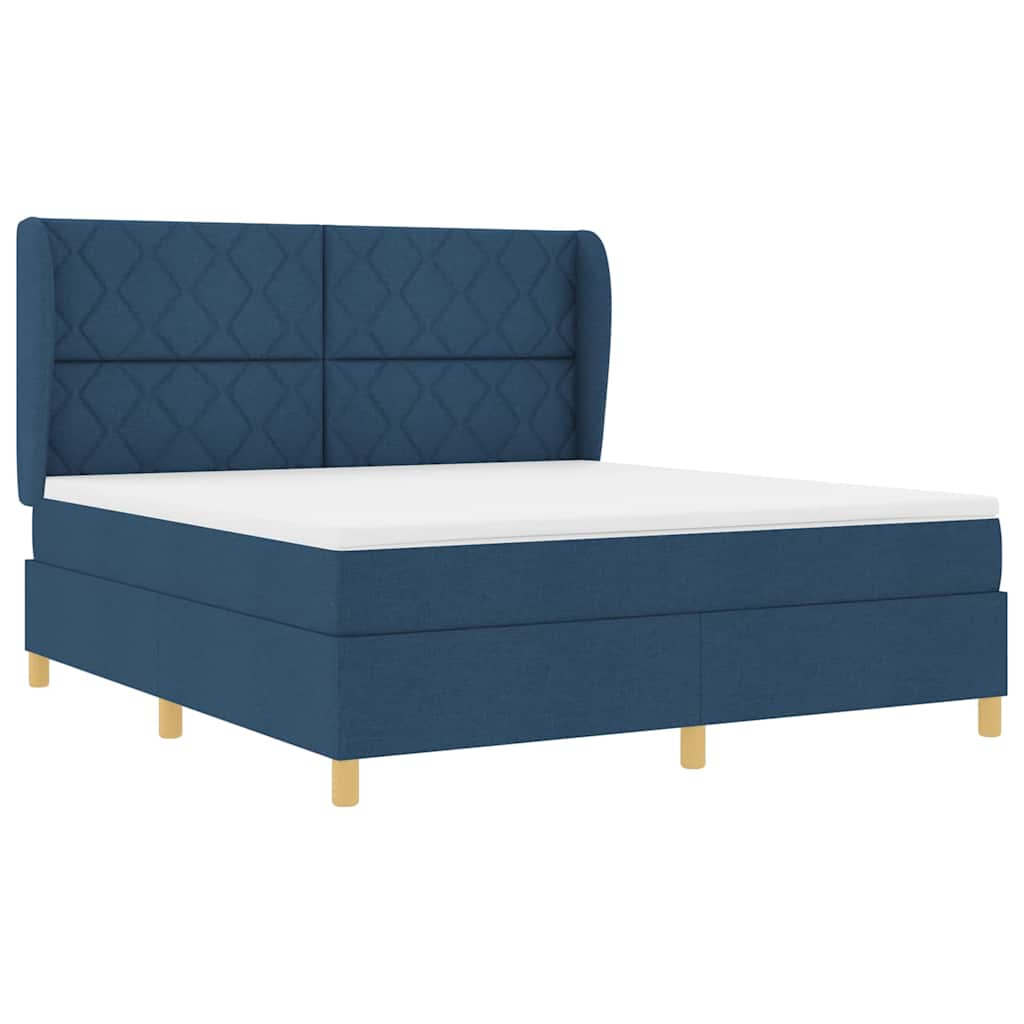 vidaXL Κρεβάτι με ελατήρια με μαξιλάρι Μπλε 200 x 180 cm ύφασμα