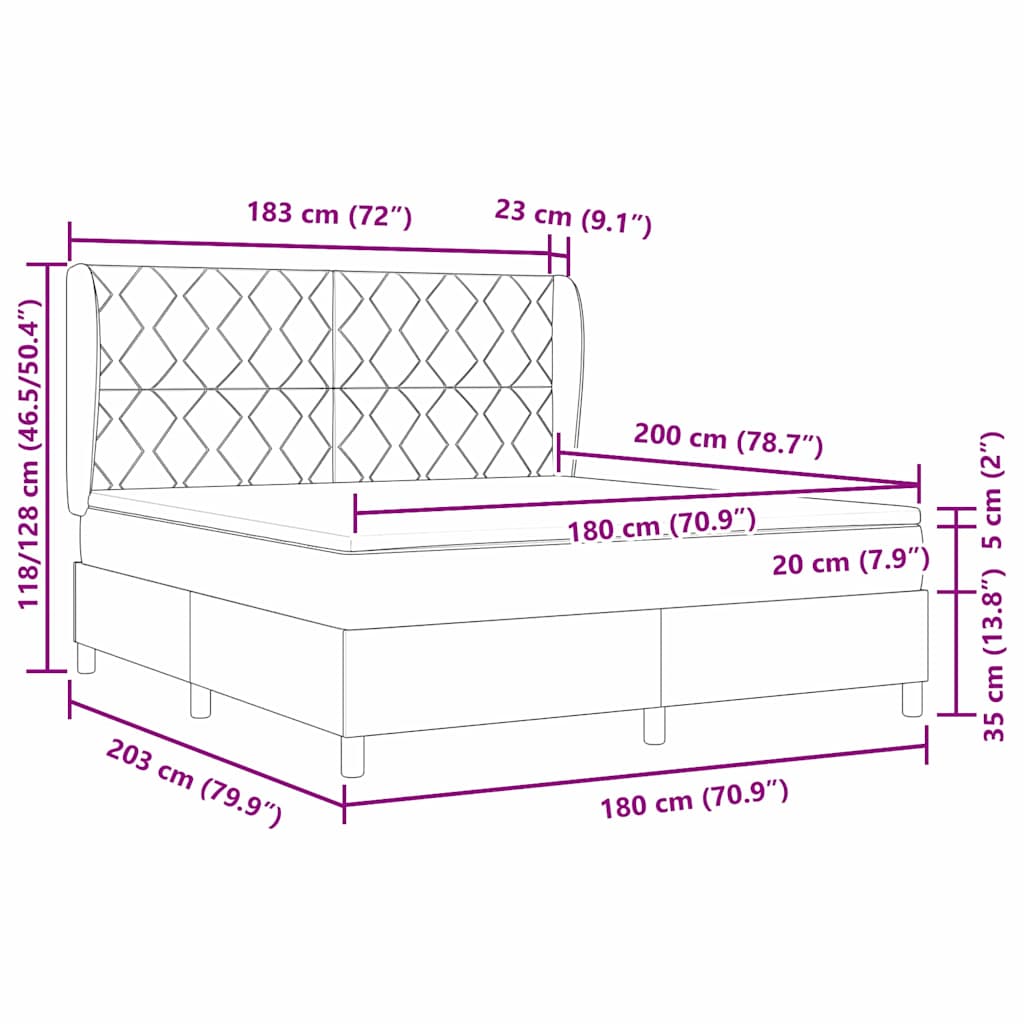 vidaXL Κρεβάτι με ελατήρια με μαξιλάρι Μπλε 200 x 180 cm ύφασμα