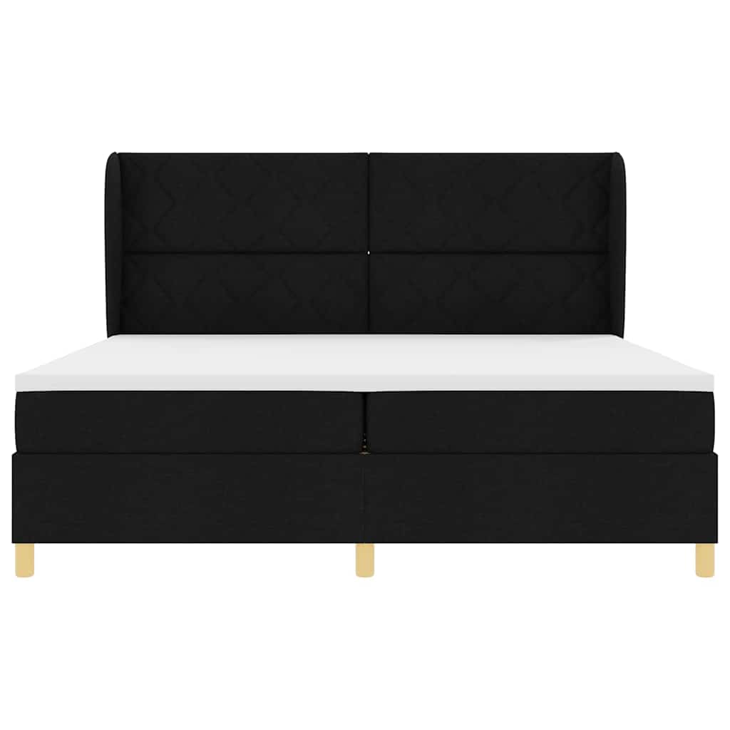 vidaXL Κρεβάτι με ελατήρια με κεφαλάρι Μαύρο 200 x 200 cm ύφασμα