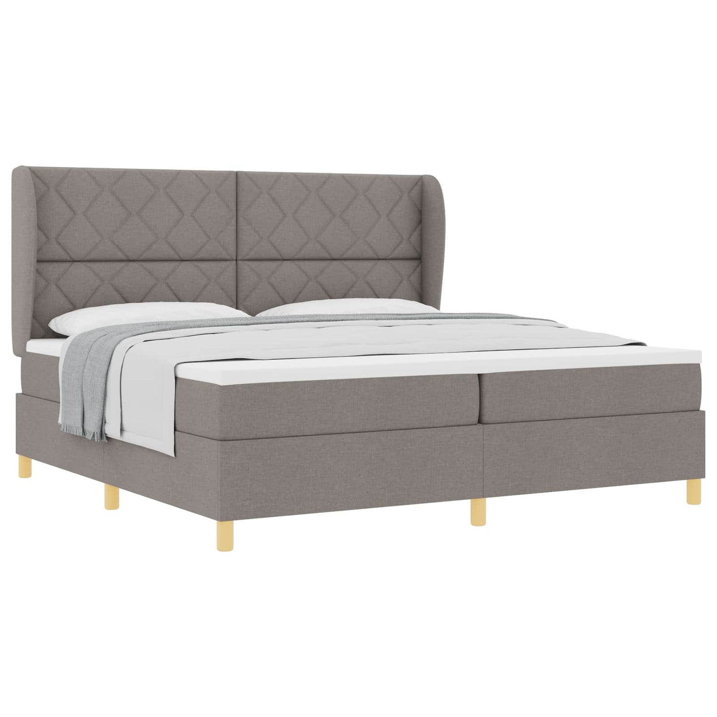 vidaXL Κρεβάτι με ελατήρια με κεφαλάρι Taupe 200 x 200 cm ύφασμα