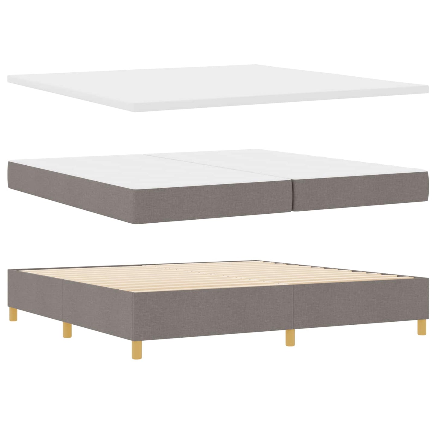 vidaXL Κρεβάτι με ελατήρια με κεφαλάρι Taupe 200 x 200 cm ύφασμα