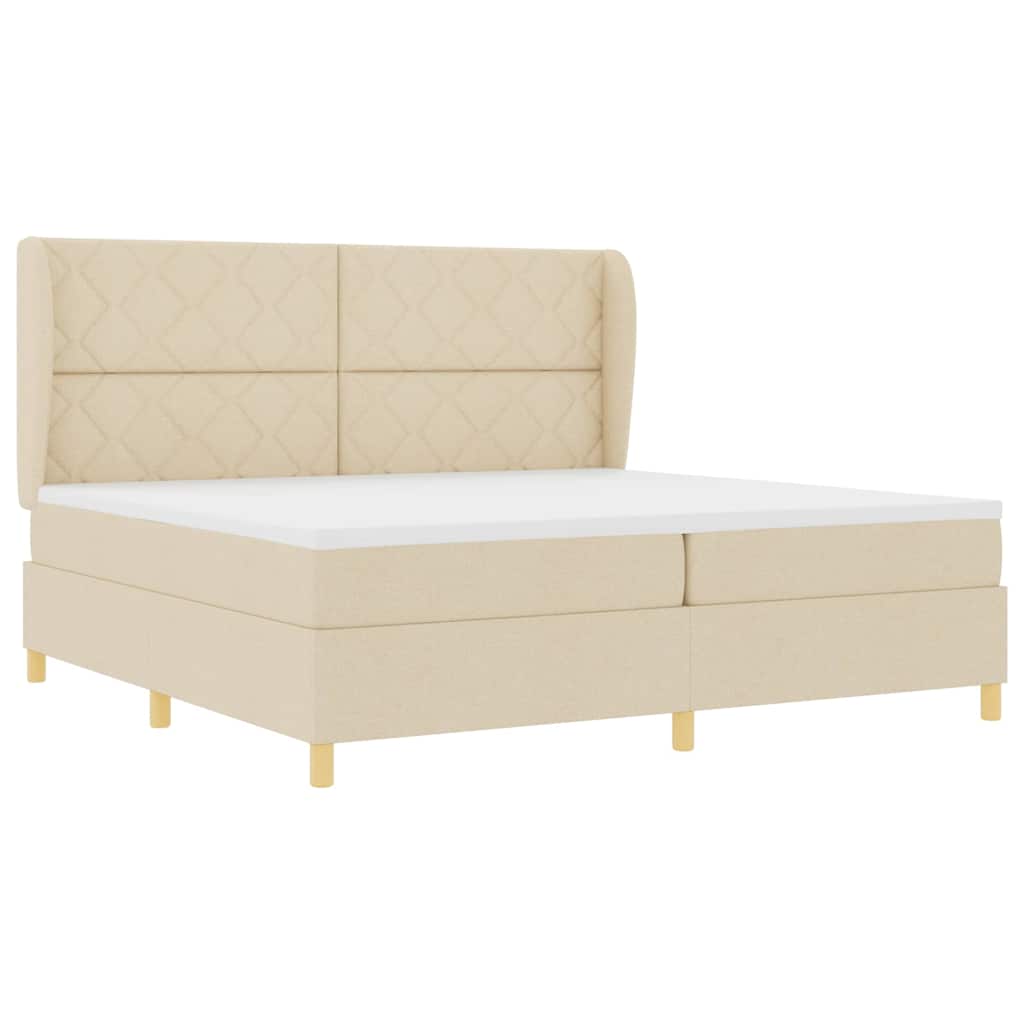 vidaXL Κρεβάτι με ελατήρια με κεφαλάρι Κρεμ 200 x 200 cm ύφασμα