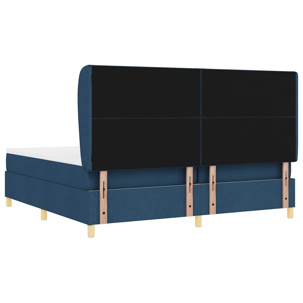vidaXL Κρεβάτι με ελατήρια με κεφαλάρι Μπλε 200 x 200 cm ύφασμα