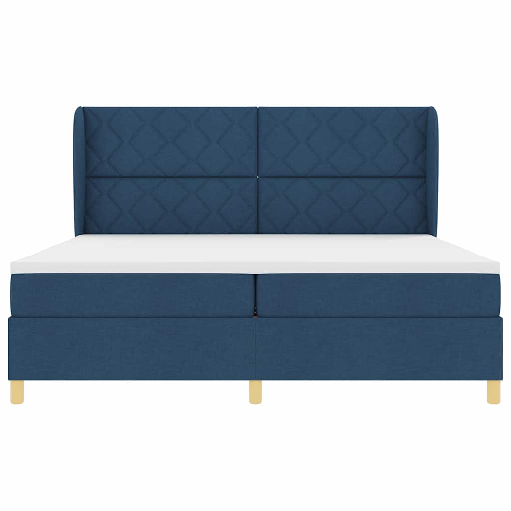 vidaXL Κρεβάτι με ελατήρια με κεφαλάρι Μπλε 200 x 200 cm ύφασμα