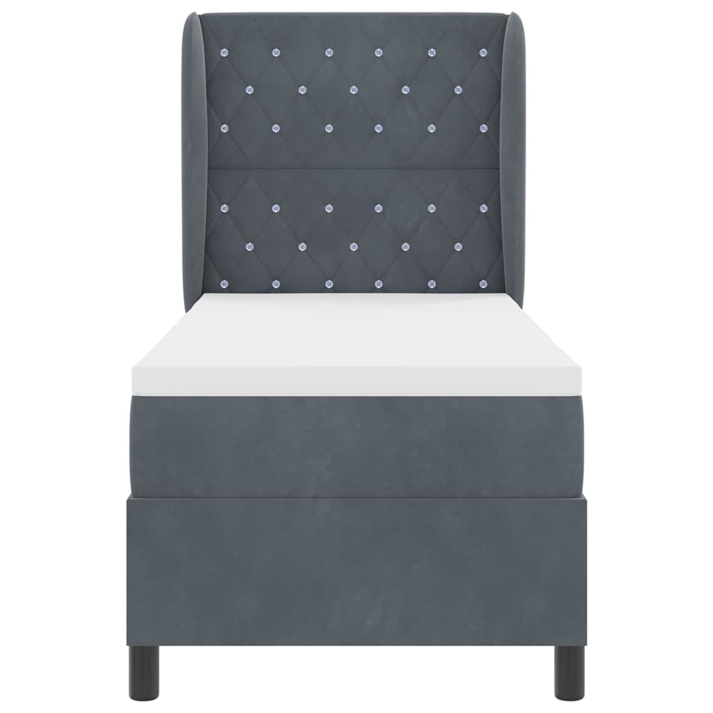 vidaXL Κρεβάτι με ελατήρια και στρώμα Σκούρο γκρι 80x200 εκ. Βελούδο