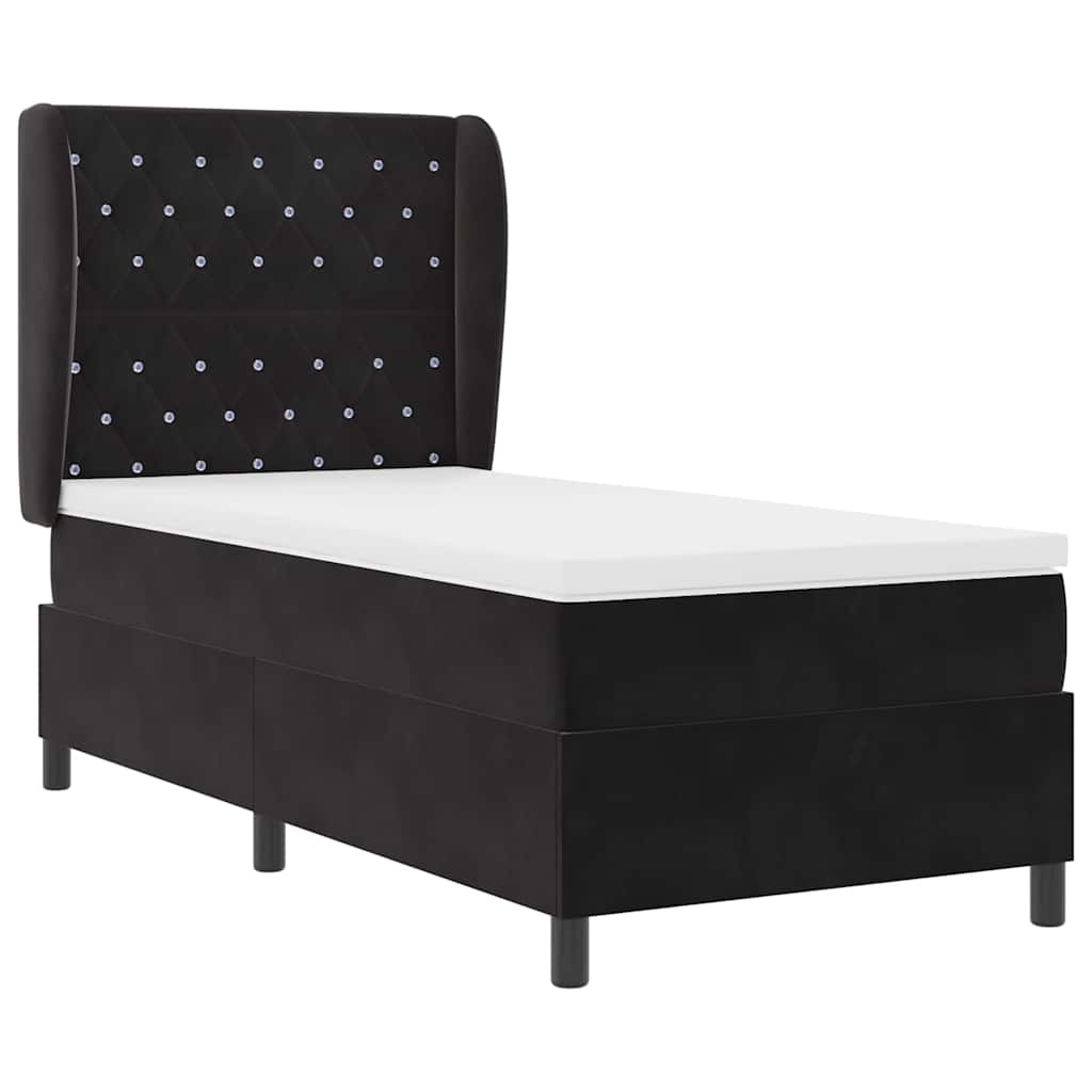 vidaXL Κρεβάτι με ελατήρια με στρώμα Μαύρο 190 x 90 cm Βελούδο