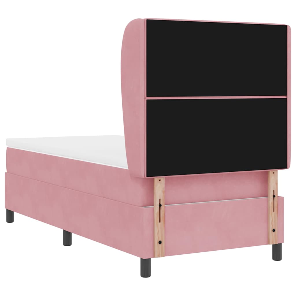 vidaXL Κρεβάτι με ελατήρια με στρώμα Ροζ 190 x 90 cm Βελούδο