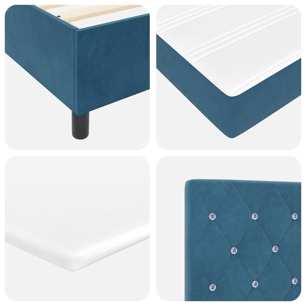 vidaXL Κρεβάτι με ελατήρια Σκούρο Μπλε 200 x 100 cm Βελούδο