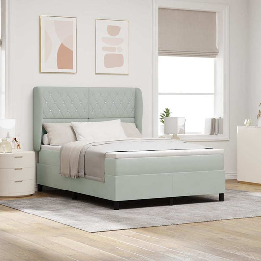 vidaXL Κρεβάτι με ελατήρια και στρώμα Ανοιχτό γκρι 140x190 εκ. Βελούδο