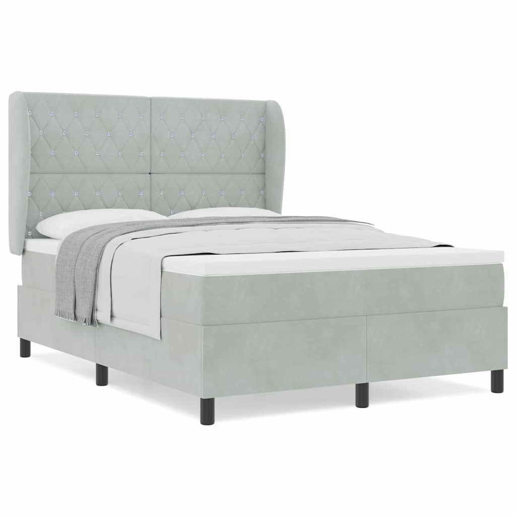 vidaXL Κρεβάτι με ελατήρια και στρώμα Ανοιχτό γκρι 140x200 εκ Βελούδο