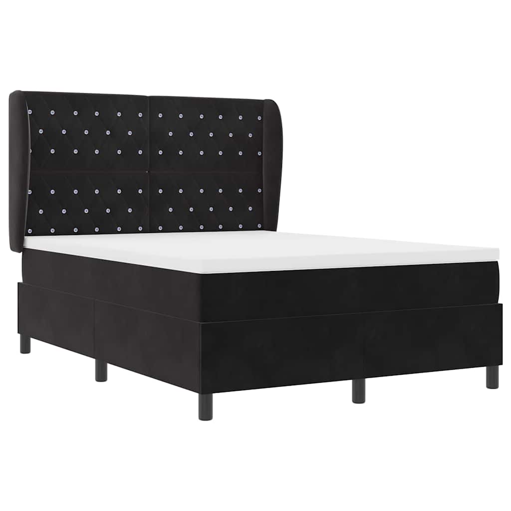 vidaXL Κρεβάτι με ελατήρια με στρώμα Μαύρο 200 x 140 cm Βελούδο
