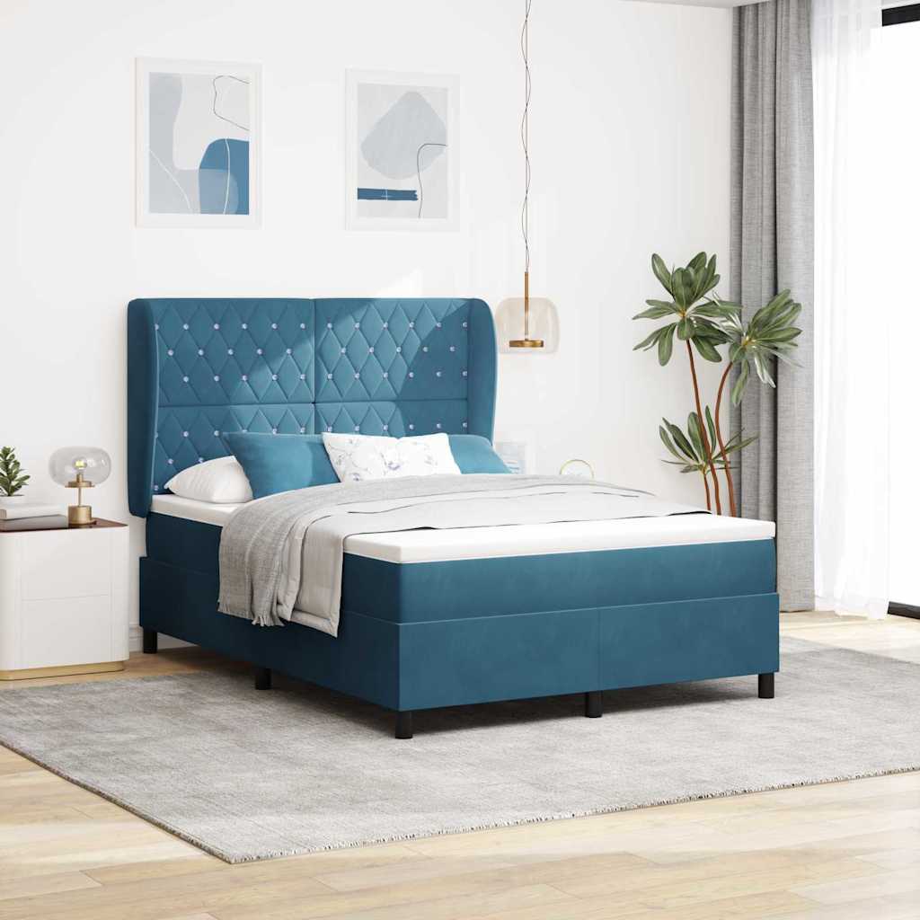 vidaXL Κρεβάτι με ελατήρια Σκούρο Μπλε 200 x 160 εκατοστά Βελούδο