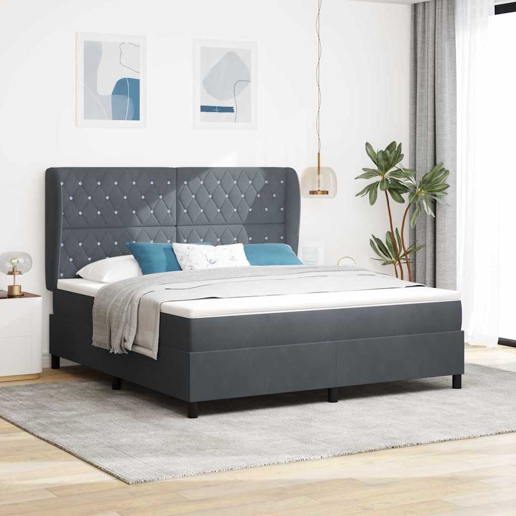 vidaXL Κρεβάτι με ελατήρια Σκούρο Γκρι 200 x 180 cm Βελούδο