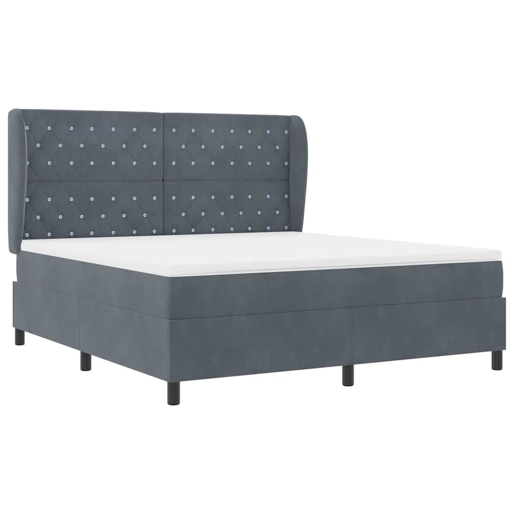 vidaXL Κρεβάτι με ελατήρια Σκούρο Γκρι 200 x 180 cm Βελούδο