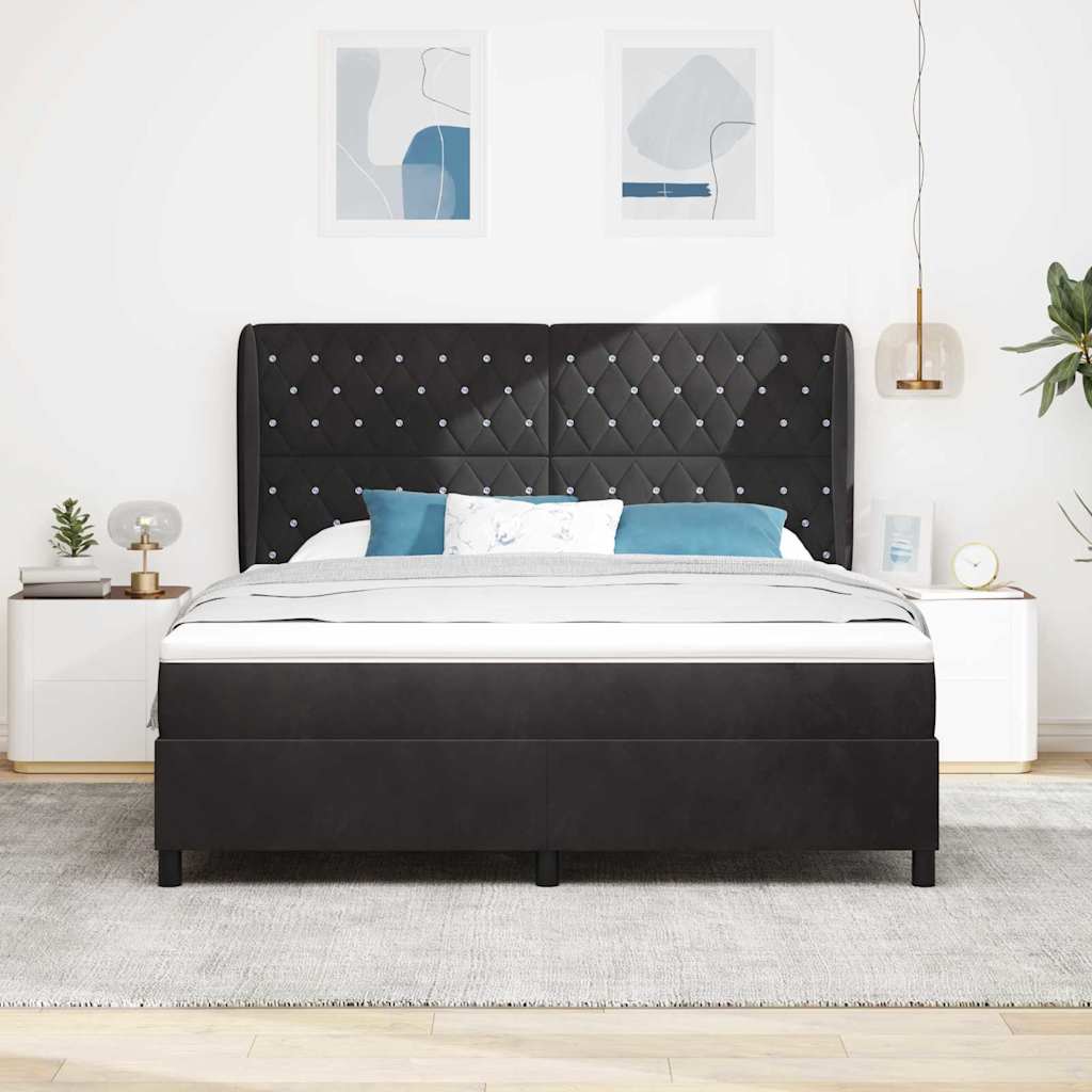vidaXL Κρεβάτι με ελατήρια με στρώμα Μαύρο 200 x 180 cm Βελούδο