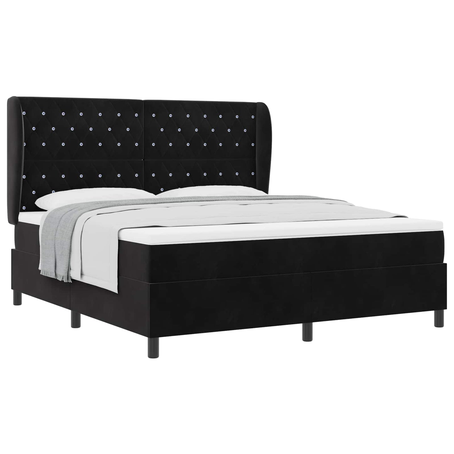 vidaXL Κρεβάτι με ελατήρια με στρώμα Μαύρο 200 x 180 cm Βελούδο