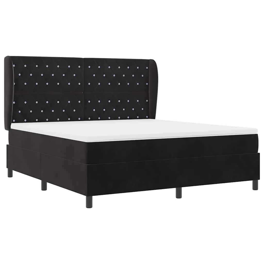 vidaXL Κρεβάτι με ελατήρια με στρώμα Μαύρο 200 x 180 cm Βελούδο