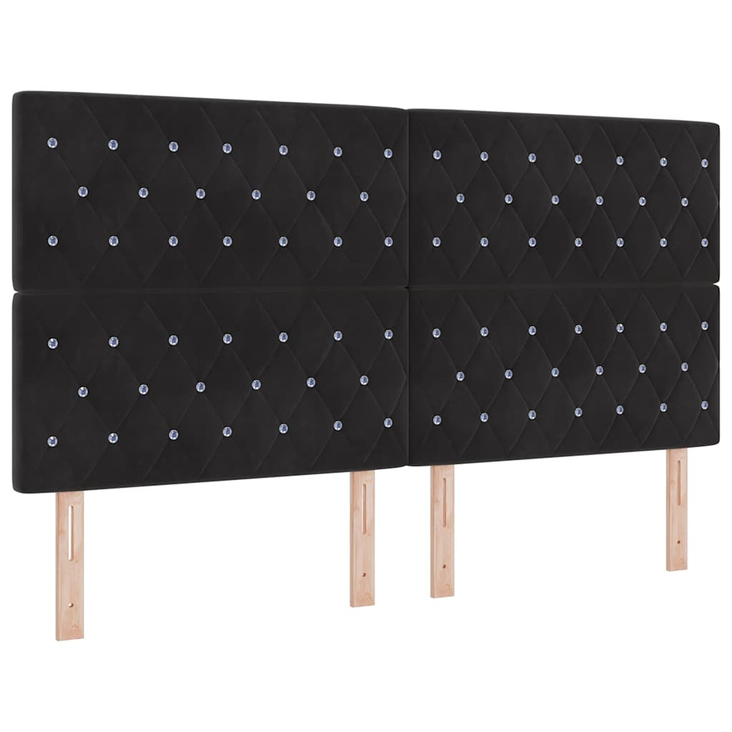 vidaXL Κρεβάτι με ελατήρια με στρώμα Μαύρο 200 x 180 cm Βελούδο