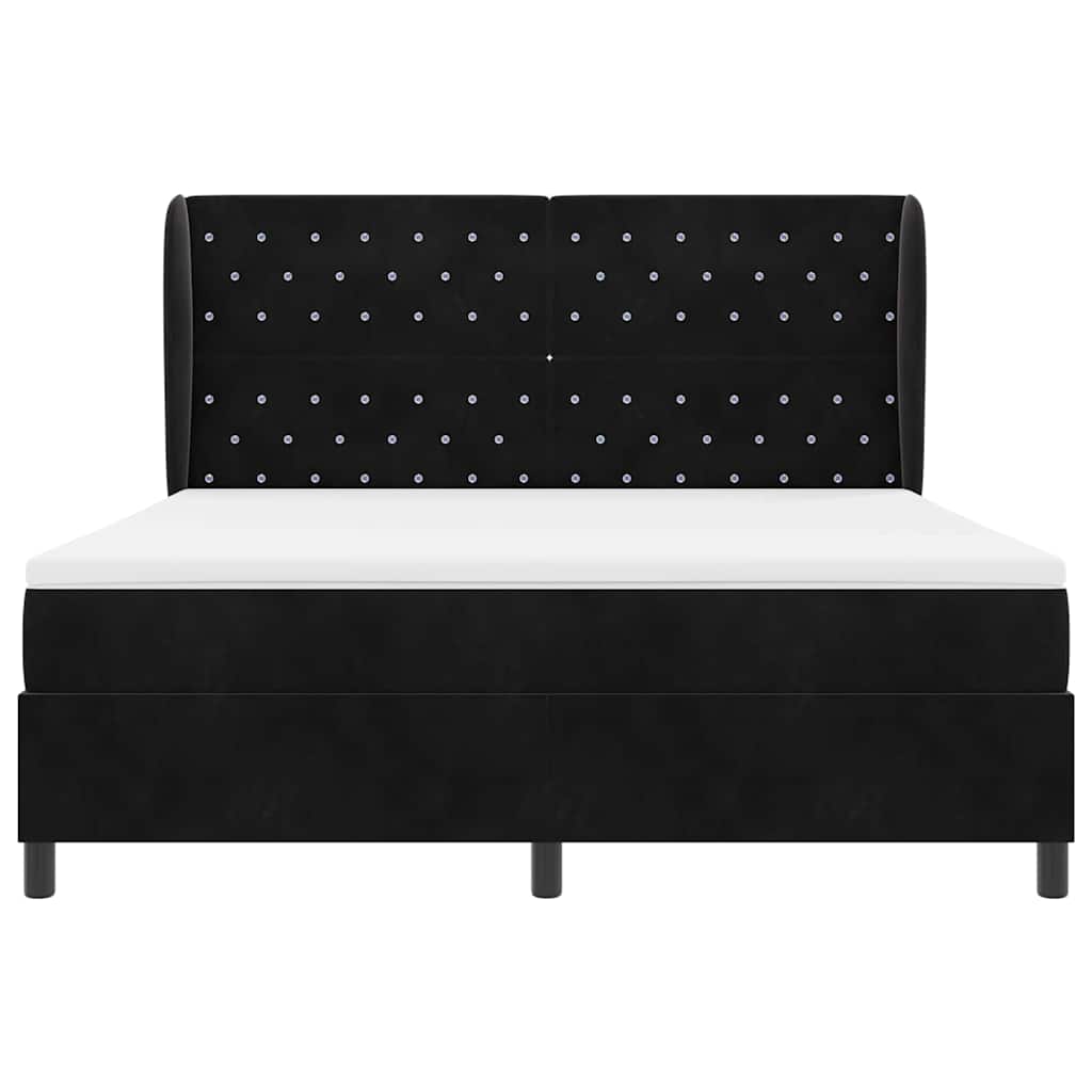 vidaXL Κρεβάτι με ελατήρια με στρώμα Μαύρο 200 x 180 cm Βελούδο